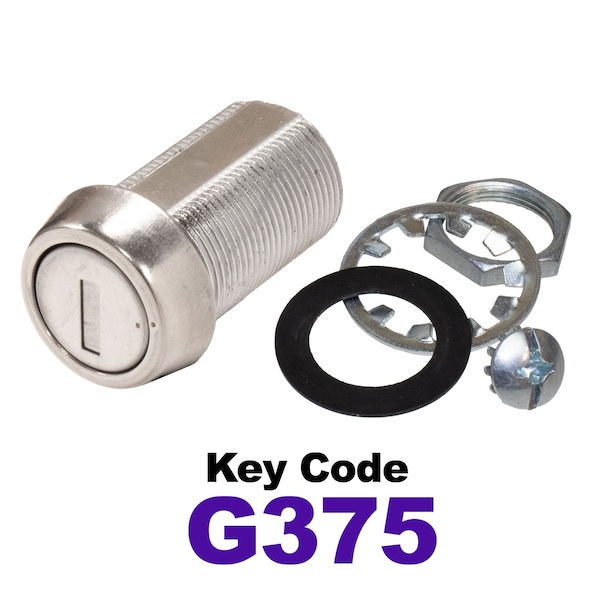 Global RV SS Compartment Lock, Cam/Blade Style, 1-1/8in Threaded Barrel, Blades not Included, Keyed to G375 CLB-375-118-SS - main